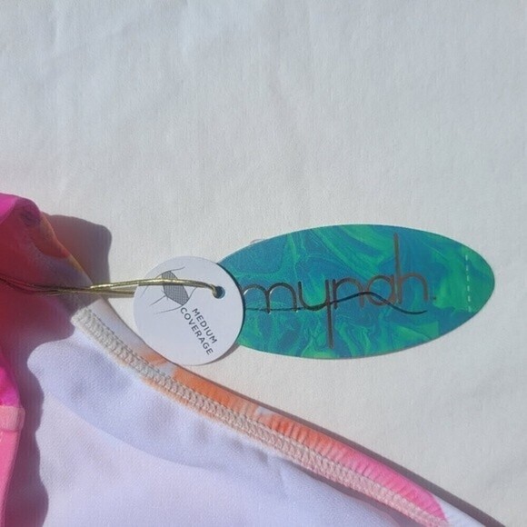 Mynah Pink Flora Print Hipster Bikini Bottom - Picture 2 of 4